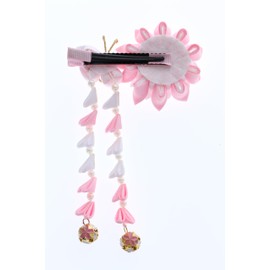 C-116 Pink White Handmade Sakura Cherry Blossom Butterfly Fabric Flowers Tassels Hair Clip Hair Clip Hair Clip Japanese Geisha Kimono Accessory