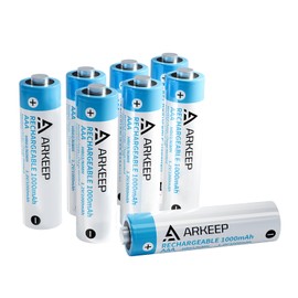 ARKEEP Rechargeable AAA Batteries, 8-Pack, 1000mAh 1.2V High Capacity NiMH Triple A Batteries, Pre-Charged Long-Lasting Power for Lighting Devices, Smart Door Lock, Remote Control, Low Self Discharge