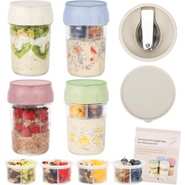 oridom Overnight Oats Containers with Lids, Mason jars Wide mouth Mason Salad jars, Glass jars with Airtight Lids, Glass Food Storage Containers for Spice Sugar Snacks Yogurt Sugar 16 OZ Cyan