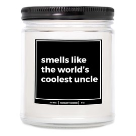 YouNique Designs Funny Uncle Gifts for Uncle from Niece, 9oz Soy Wax Candle, Gifts for Uncles from Nephew - Funny Present for Uncle, Cool Uncle Gifts - Fun Uncle Gifts Ideas (Mahogany Teakwood)