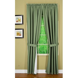 Today's Curtain Horizon 3LayerLock™ True Blackout Thermal 80" Wide Panel Pair with Tieback 4 Piece Set, 63-Inch Length, Sage