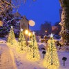 YUTONG 2 Pack Solar Spiral Christmas Trees Lights, 8 Mode
