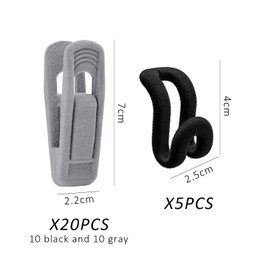 20 Pieces Flocked Clips, 5 Pieces Hanger Connectors, Trouser Clips, Strong Clothes Pegs, Clothes Hanger Connecting Hooks, Flannel Clips, Felt Hanger Clips