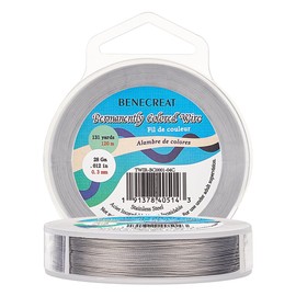 BENECREAT 394-Feet 0.01inch (0.3mm) 7-Strand LightGrey Bead String Wire Nylon Coated Stainless Steel Wire for Necklace Bracelet Beading Craft Work