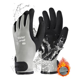 PACIFIC 100% Waterproof Gloves for Men and Women, Winter Work Gloves for Cold Weather, Touchsreen, Thermal Insulated Freezer Gloves, Grey, 2X-Large