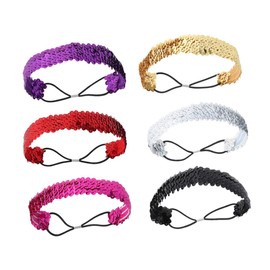 FRCOLOR 6pcs Sequin Hair Bands Gold Hair Ties Beads Makeup Headband for Women Hair Accessories Hair Hoops for Girls Prom Women Scarf