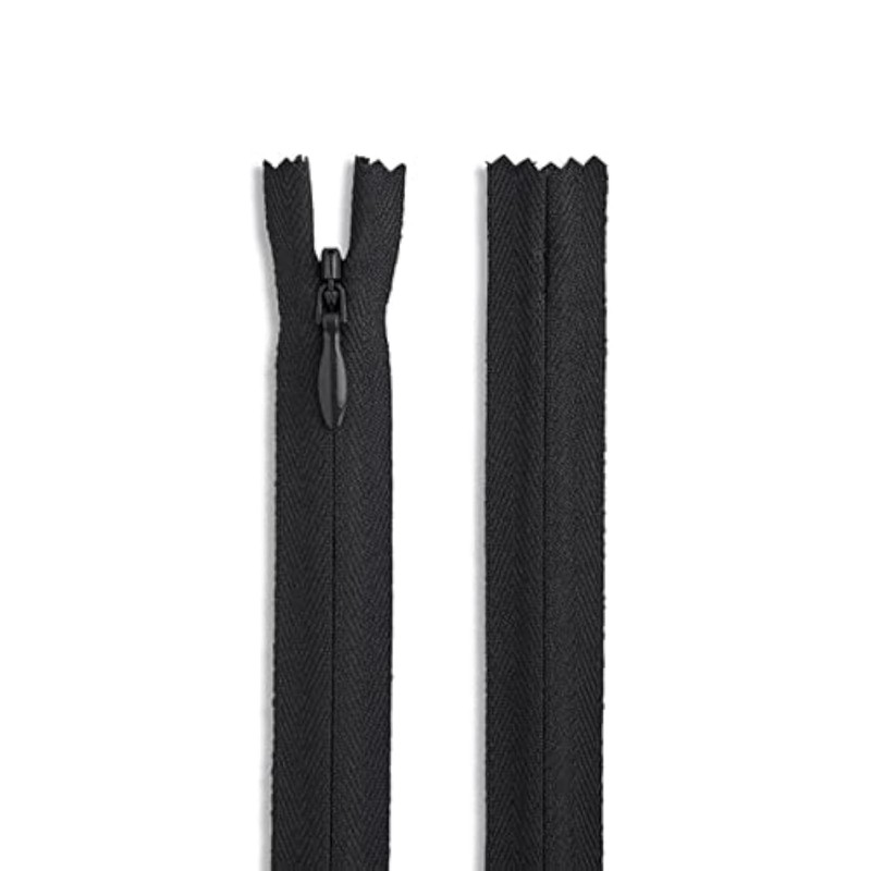 Invisible Nylon Black Zipper (Black 7")