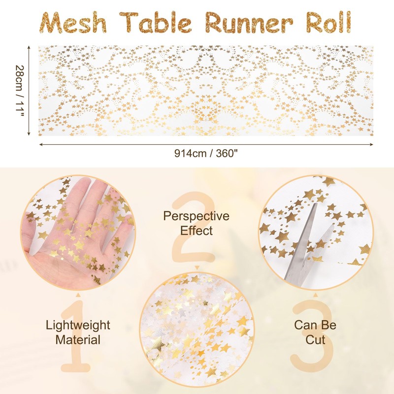 sourcing map Gold Tone Table Runner Roll, 11" x 30