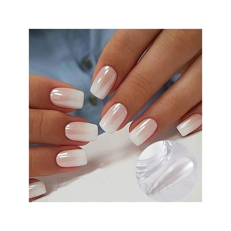 Hailey Bieber Glazed Doughnut Nails Chrome Powder White Powder White