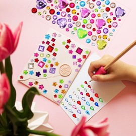 EXCEART Pegatinas De Gemas Autoadhesivas Para Manualidades, 10 Hojas De Pegatinas De Piedras Preciosa Brillantes Para DecoracióN De TeléFonos, Tablets, PortáTiles Y MáS