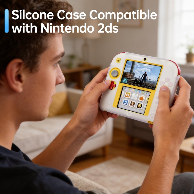 KEUYE Compatible with 2DS Case Soft Silicone Shell White