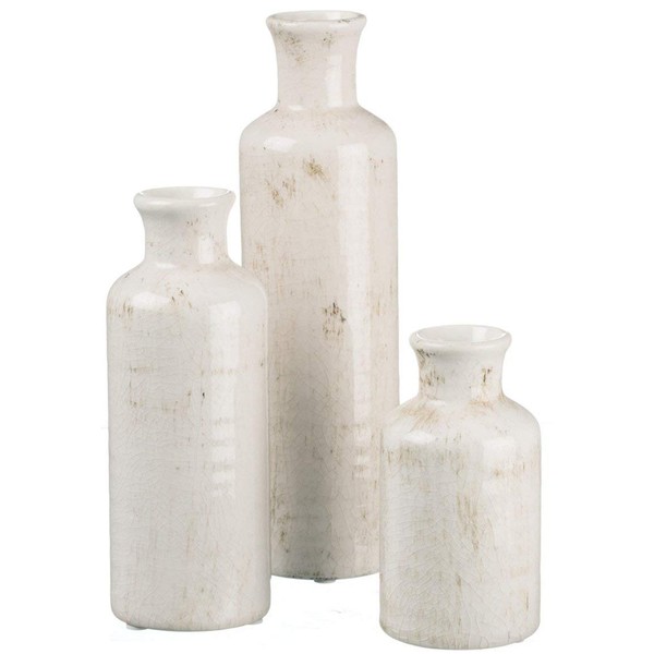 Sullivans White Ceramic Vase Set, Farmhouse Decor, Home Decorative Vase,