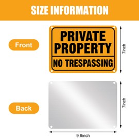 Tandefio 100 Pack No Trespassing Signs Private Property Metal Anti-Rust Aluminum, Reflective Security Private Property Warning Sign for Home Yard Business, Durable/Weatherproof Up, 7 x 10''(Yellow)