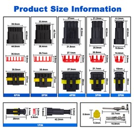 Leehitech 708PCS Car Waterproof Electrical Connectors, 1/2/3/4/5/6 Pin Waterproof Wire Connectors Kit, Automotive Electrical Terminal Plugs and Connectors for Motorcycle, Scooter, Car, Truck, Boats