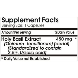 Holy Basil Standardized Extract 450mg // 100 Capsules // Pure // by PureControl Supplements