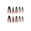 JUSTOTRY 24 Pcs Coffin False Nails Long with Snake,Black French