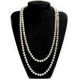 Pearl Necklace 1920s Long Faux Pearl Necklace Imitation Pearl Necklace for Costume Wedding Party