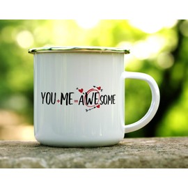 Valentine's Day Mug, Couples Love 12oz Enamel Camp Cup, Romantic Gift for Girlfriend Boyfriend Husband Wife Anniversary Engagement