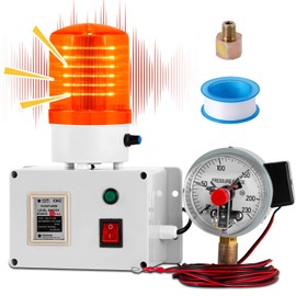 High Low Pressure Alarm - 230PSI Oil & Gas Pressure Warning - 105dB Sound & Flashing Light - 110V