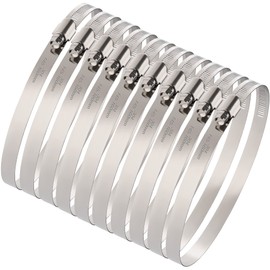 OURU 10Pack 6 inch Hose Clamp,Stainless Steel Large Hose Clamps Adjustable from 5-3/4"-6-5/16"/145-160mm,Metal Worm Drive Gear Duct Clamp for Air Ducting,Dryer Vent Hose,Fuel Line,Plumbing,Automotive