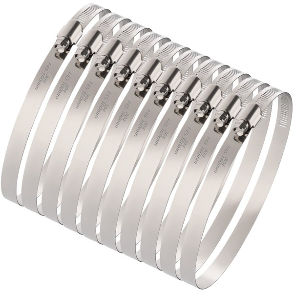 OURU 10Pack 6 inch Hose Clamp,Stainless Steel Large Hose Clamps