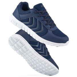 DUOYANGJIASHA - Tenis de correr para mujer: zapatos casuales para caminar, antideslizantes, cómodos, de moda, de malla, ligeros, para el trabajo, marino, 27.5 cm