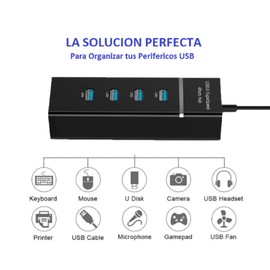 APICH Hub USB 3.0 Adaptador 4 Puertos Multi USB