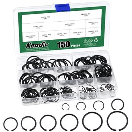 Keadic 150Pcs 10 Sizes 65Mn Steel Round Wire Retainer Clip Snap Rings Assortment Set with Storage Case, M10 M12 M14 M16 M18 M20 M22 M24 M25 M26 Shaft Bearing Stop Rings for Shafts