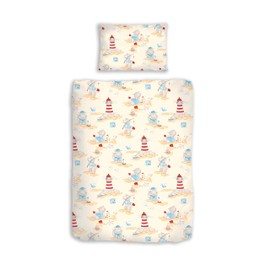 Träumschön Renforce Children's Bed Linen 100 x 135 cm Cream Beige - Baby Bed Linen Hippo Design - Great Summer Bed Linen 135 x 100 cm Children