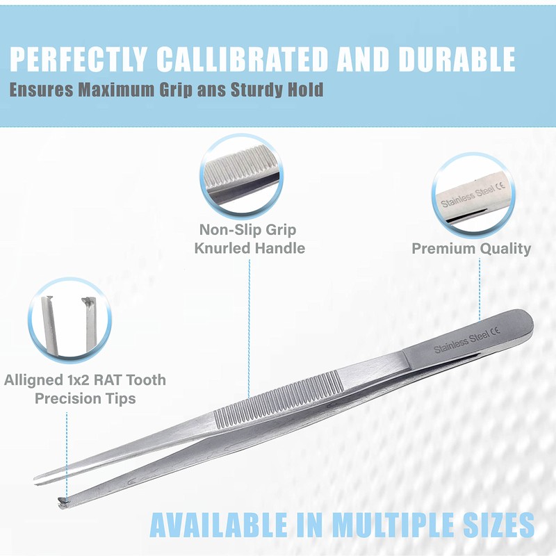 Specimen Spec Jar Forceps 4.5" (11.43cm), Blunt 1x2 Rat Tooth