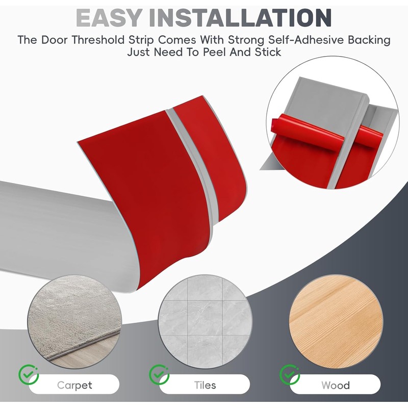 Vinyl Floor Transition Strip Door Threshold Self Adhesive 72 inch,
