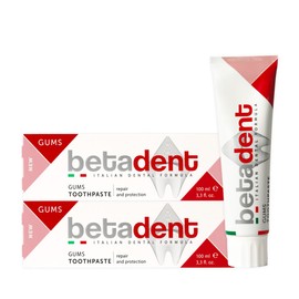Betadent Set of 2 Toothpastes for sensitive, inflamed and irritated gums, repairs and protects, works against plaque and antibacterial, Gentle Formula, Non-Abrasive, 2 x 100ml