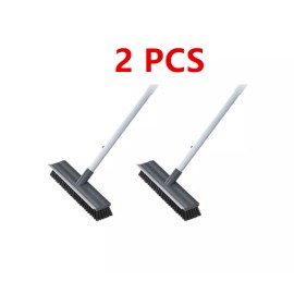 Unbranded Floor Scrub Brush 2 in 1 Scrape&brush Push Broom Stiff Bristle 17"-55" Handle - 2 PCS