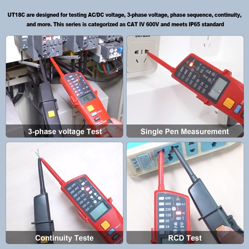 UNI-T UT18C Voltage Tester Professional 12V~690V Voltage and Continuity Tester