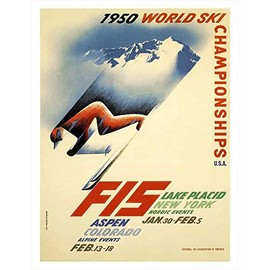 FIS 1950 World Championships Ski Poster 22 x 28 inches, Comes in 2 Sizes