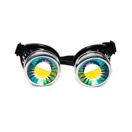 GloFX Wormhole Kaleidoscope Goggles - Festival Rave Costume Cosplay Prism EDM 3D Welding Gothic Goggles (Chrome)