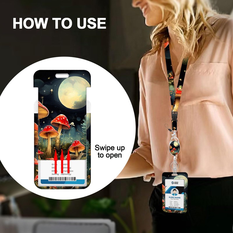 ID Badges Case with Breakaway Lanyards,Cute Badge Holder with Retractable