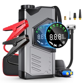 Jump Starter with Air Compressor, 3000A Portable Car Jump Starter Pack with 150PSI Tire Inflator, 12Volt Jump Start Battery Pack with LCD Display/Flashlight (Up to All Gas/8.5L Diesel)