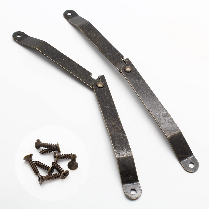 Jiozermi 2Pcs Bronze Lid Support Hinges, Left and Right Folding
