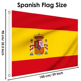 Spanish Flag 5ft x 3ft, Large Spain Flags with Brass Eyelets for Spanish Decorations Football Games Sports Events Party Outdoor