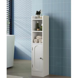 Hawkrown Small Bathroom Storage Cabinet, Narrow Slim Storage Cabinet with Doors and Adjustable Shelves,Freestanding Floor Corner Toilet Paper Organizer for Small Space,White