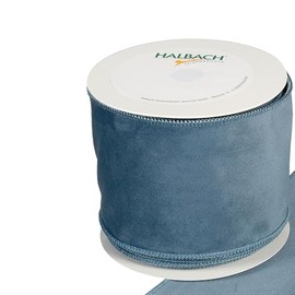 FloristryWarehouse Dusky Blue Christmas Velvet Fabric Ribbon 100mm (4") Wide on 8m/9yd roll Wired Edge