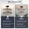 Pevfah Crystal Black Ceiling Light, Modern Semi Flush Mount Ceiling