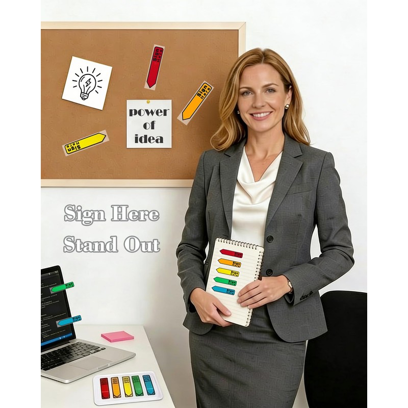 1000 Pcs Sign Here Sticky Tabs, Notary Signature & Date