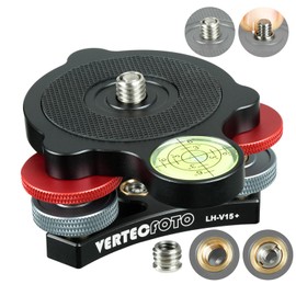 VERTECFOTO 【Upgraded+】 Tripod Leveling Base :Support 1/4" and 3/8" Both on top and Bottom， Bigger Bubble Level w/Crosshair, Fine Leveling Faster; Enlarged Lock knobs, Lock Easier,; Max Load 33 Ib