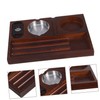 CHILDWEET Wooden Ash Tray with Cigar Cutter Elegant for Practical