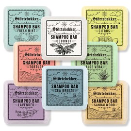 Störtebekker® Premium Solid Shampoo Sample Set (8 Fragrances) - Handmade Vegan Shampoo for Men & Women - Scented Shower Care for Skin and Hair - Solid Moisturising Shampoo