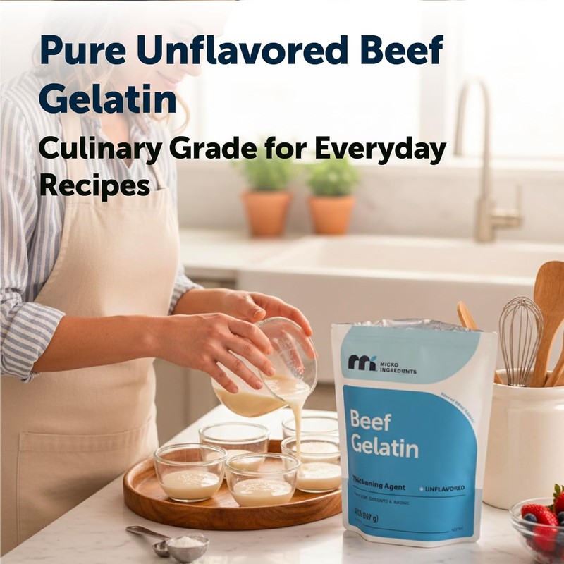 Beef Gelatin Powder, 2lb (32oz) | Premium Source from Grass-Fed