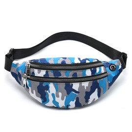 MOCE Waist Bag Fanny Pack for Men & Women Fashion Water Resistant Hip Bum Bag with Adjustable Belt for Travel Hiking Running Outdoor Sports.(Gray/Blue Camo)