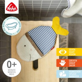 Fehn Fish Wash Mitt - Face Cloth with Animal Motif for Happy Bathing Fun, for Babies and Children from 0+ Months